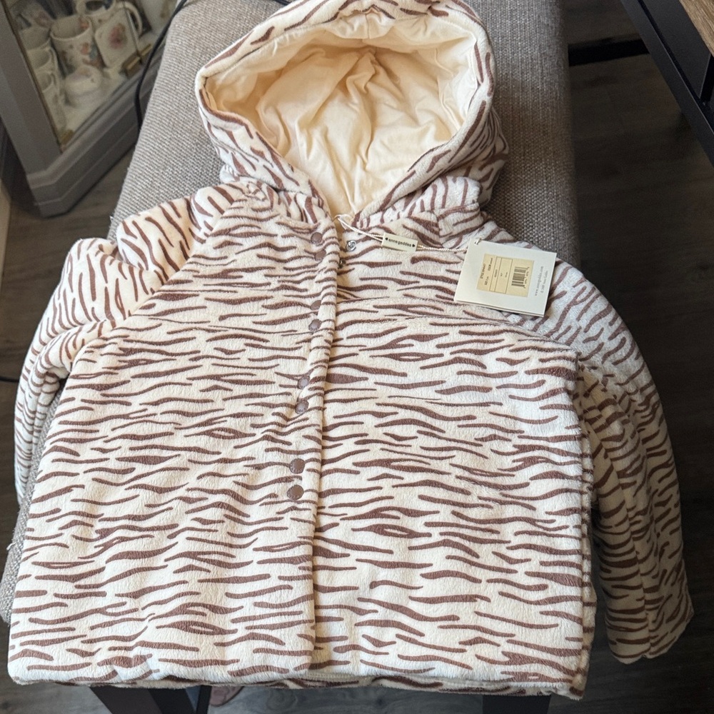 Cozy Hooded Puffer Jacket for Kids - Cream and Brown